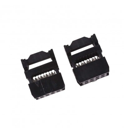 Ribbon Cable 8 Pin Socket - IDC Crimp with Strain Relief - Cover