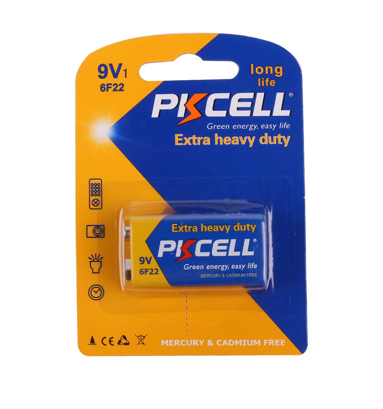 PKCELL 9V Battery Carbon Zinc for Smoke Detectors 6F22 Battery,Ultra  Long-Lasting,4-Count