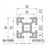 T-Slot Aluminium Extrusion - PG30 Profile 30x30mm - Diagram
