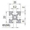 T-Slot Aluminium Extrusion - PG20 Profile 20x20mm